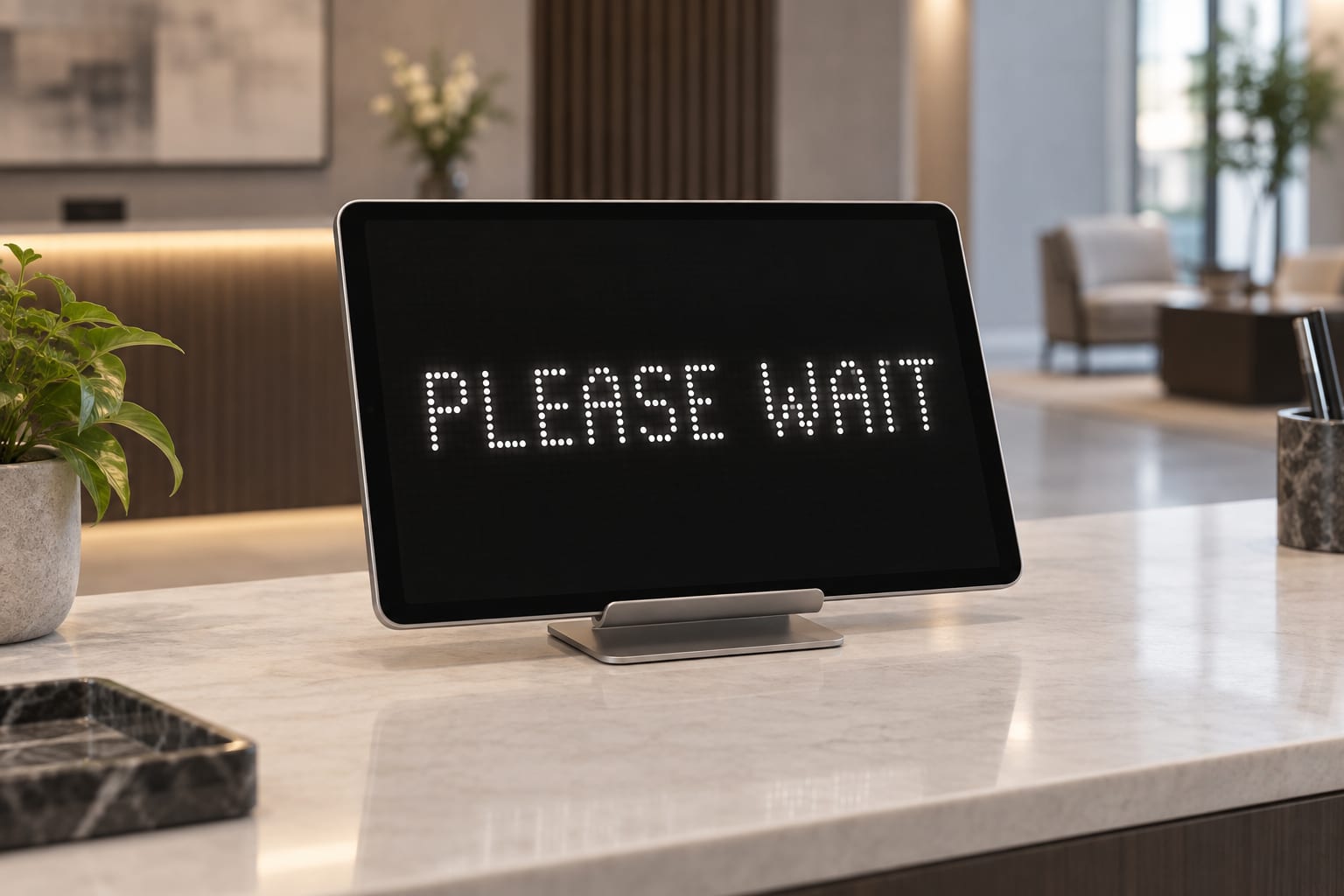 受付に置いたiPad案内